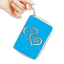 Load image into Gallery viewer, Ti Amo I love you - Exclusive Brand - Blue Bolt - Double White Heart - PU Leather - Zipper Card Holder
