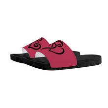 Load image into Gallery viewer, Ti Amo I love you - Exclusive Brand - Viva Magenta  - Womens Double Black Heart -  Slide Sandals - Black Soles
