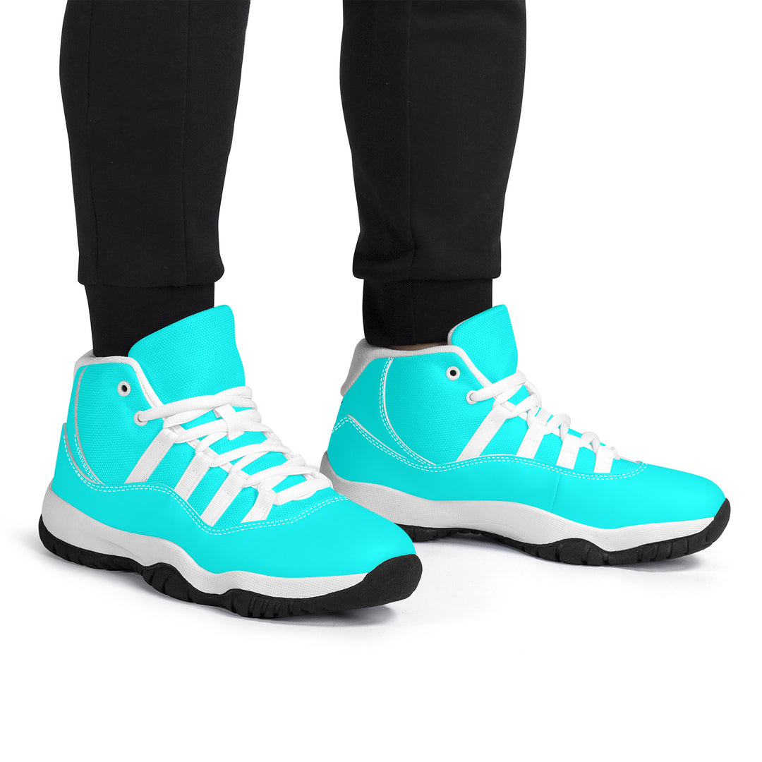 Ti Amo I love you - Exclusive Brand  - Aqua / Cyan - Skeleton Hands with Heart - High Top Air Retro Sneakers - White Laces