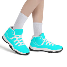 Load image into Gallery viewer, Ti Amo I love you - Exclusive Brand  - Aqua / Cyan - Skeleton Hands with Heart - High Top Air Retro Sneakers - White Laces
