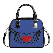 Load image into Gallery viewer, Ti Amo I love you - Exclusive Brand - Chambray Blue - Skeleton Hands with Heart - Shoulder Handbag
