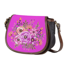 Load image into Gallery viewer, Ti Amo I love you - Exclusive Brand  - Brilliant Lavender Rose  - Pink Floral - Saddle Bag
