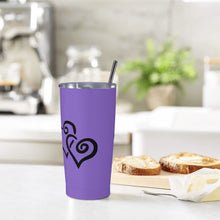 Load image into Gallery viewer, Ti Amo I love you - Exclusive Brand - Fushia Blue - Double Black Heart - 20oz Stainless Steel Straw Lid Cup
