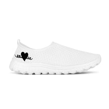 Load image into Gallery viewer, Ti Amo I love you - Exclusive Brand - White - Black Heart - Women&#39;s Mesh Running Shoes - White Soles
