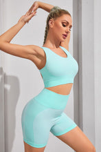 Load image into Gallery viewer, Round Neck Sports Bra and Shorts Set
