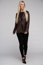 Load image into Gallery viewer, Sleek Pu Leather Blazer with Front Closure
