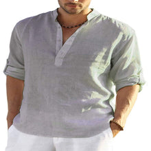 Load image into Gallery viewer, Men&#39;s Casual Cotton Linen Solid Color Long Sleeve Shirt
