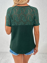 Load image into Gallery viewer, Lace Detail V-Neck Short Sleeve T-Shirt
