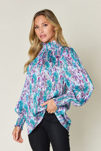 Load image into Gallery viewer, Double Take Full Size Printed Smocked Long Sleeve Blouse
