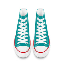 Load image into Gallery viewer, Ti Amo I love you - Exclusive Brand - Viridian Green - White Daisy - High Top Canvas Shoes - White  Soles
