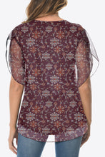 Load image into Gallery viewer, Printed Round Neck Curved Hem Blouse
