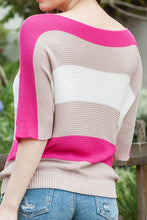 Load image into Gallery viewer, Color Block Boat Neck Half Sleeve Knit Top
