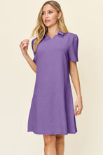 Load image into Gallery viewer, Double Take Full Size Texture Collared Neck Short Sleeve Dress
