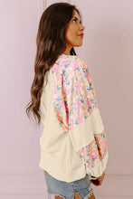 Load image into Gallery viewer, Apricot Textured Floral Patchwork Balloon Sleeve Blouse
