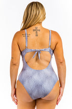 Load image into Gallery viewer, One Piece Buckle Belt embellish Denim Swimsuit
