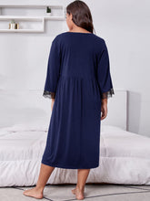 Load image into Gallery viewer, Plus Size Lace Detail V-Neck Lounge Dress
