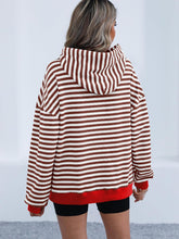 Load image into Gallery viewer, Drawstring Striped Long Sleeve Hoodie
