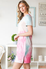 Load image into Gallery viewer, Tie-Dye Round Neck Short Sleeve Slit Dress
