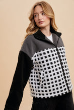 Load image into Gallery viewer, Annie Wear Plaid Zip Up Drop Shoulder Sherpa Jacket
