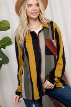 Load image into Gallery viewer, Plus Cozy Stripe Button Sown Shacket
