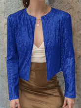 Load image into Gallery viewer, Full Size Sequin Open Front Cropped Jacket
