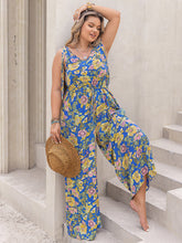 Load image into Gallery viewer, Plus Size Printed V-Neck Wide Leg Jumpsuit
