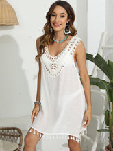 Load image into Gallery viewer, Tassel Scoop Neck Wide Strap Cover-Up
