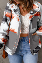 Load image into Gallery viewer, Multicolor Aztec Fleece Patchwork Snap Button Jacket
