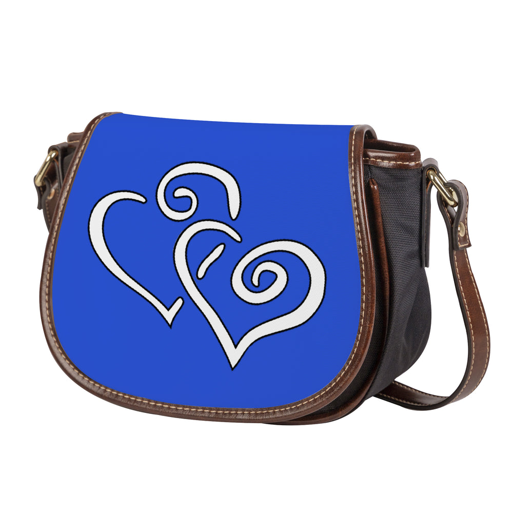 Ti Amo I love you - Exclusive Brand - Enchanting Sapphire  - Double White Heart - Saddle Bag