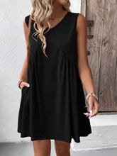 Load image into Gallery viewer, Ruched V-Neck Sleeveless Mini Dress
