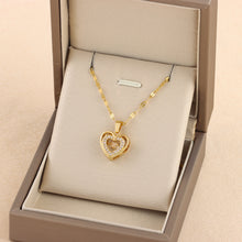 Load image into Gallery viewer, Womens Double-Layer Love With Rhinestones Titanium Steel Pendant Fashion Necklace - Jewelry
