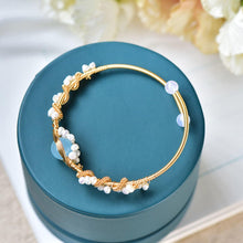 Load image into Gallery viewer, Womens Pearl Gold Plating Gold Wire Braided Vintage Style Cuff Fashion Bracelets
