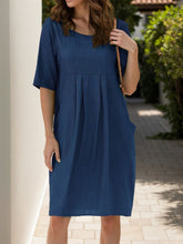 Load image into Gallery viewer, Full Size Round Neck Half Sleeve Dress with Pockets
