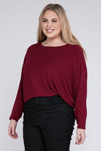 Load image into Gallery viewer, Plus Ribbed Batwing Long Sleeve Boat Neck Sweater
