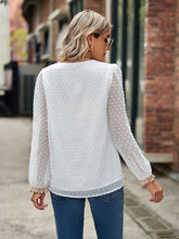 Load image into Gallery viewer, Swiss Dot V-Neck Long Sleeve Blouse
