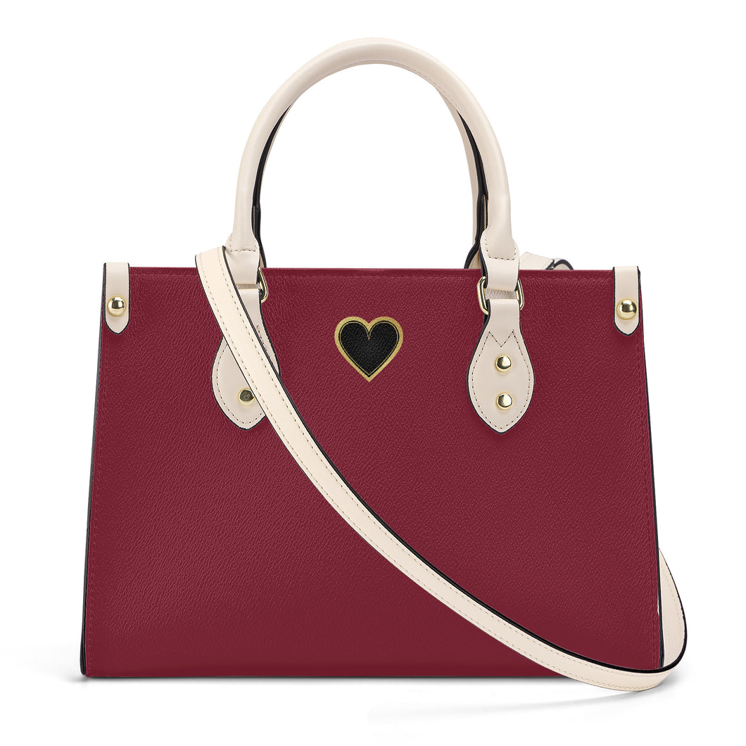 Ti Amo I love you - Exclusive Brand - Merlot - Luxury Womens PU Tote Bag - Cream Straps