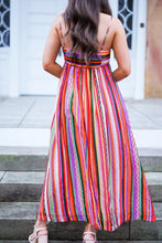 Load image into Gallery viewer, Multicolor Striped Thin Straps Smocked Back Boho Maxi Dress
