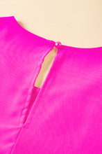 Load image into Gallery viewer, Bright Pink Solid Ruffled Edge Keyhole Back Mini Dress
