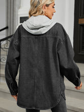Load image into Gallery viewer, Removable Hood Button Up Long Sleeve Denim Jacket
