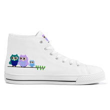 Load image into Gallery viewer, Ti Amo I love you - Exclusive Brand - White - 3 Owls - High-Top Canvas Shoes - White
