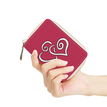 Load image into Gallery viewer, Ti Amo I love you - Exclusive Brand - Viva Magenta - Double White Heart - PU Leather - Zipper Card Holder
