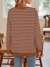 Load image into Gallery viewer, Lovelet Striped Round Neck Long Sleeve Sweatshirt
