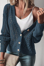 Load image into Gallery viewer, Real Teal Open Knit Drop Shoulder Sweater Cardigan
