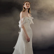 Load image into Gallery viewer, Mermaid Light Wedding Giwn with Train - Bridal Evening Dress
