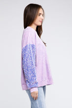 Load image into Gallery viewer, Velvet Sequin Sleeve Mineral Washed Top
