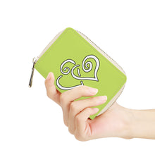 Load image into Gallery viewer, Ti Amo I love you - Exclusive Brand - Yellow Green - Double White Heart - PU Leather - Zipper Card Holder
