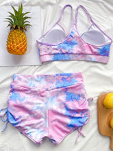 Load image into Gallery viewer, Tie-Dye Spaghetti Strap Top and Drawstring Shorts Swim Set
