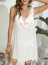 Load image into Gallery viewer, Tassel Scoop Neck Wide Strap Cover-Up
