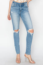 Load image into Gallery viewer, Risen Plus Size High Rise Knee Distressed Skinny Jeans
