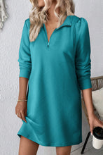 Load image into Gallery viewer, Double Take Textured Quarter Zip Long Sleeve Dress
